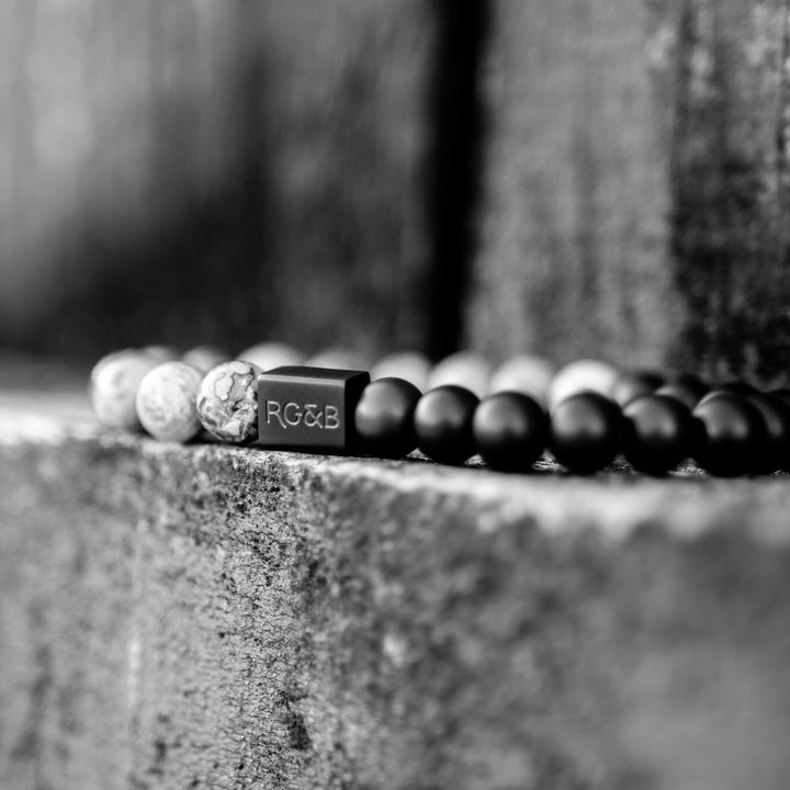 Black Collection - Grey Jasper Stone Bead Bracelet