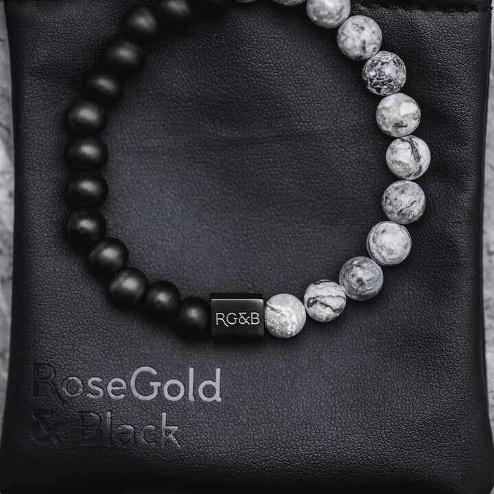 Black Collection - Grey Jasper Stone Bead Bracelet