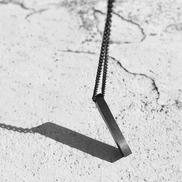 Minimal Bar Necklace - Gunmetal