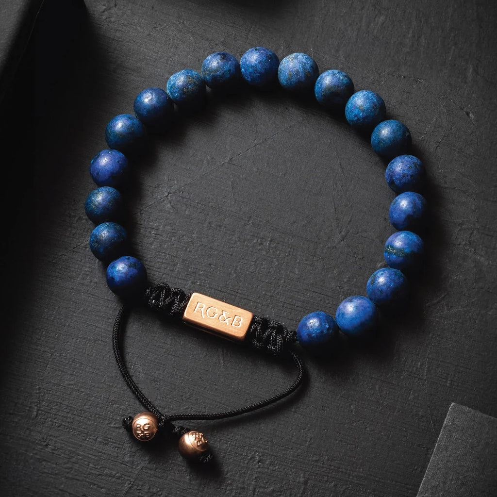 8mm Lapis Lazuli Bead Bracelet with premium waxed cord and string for a custom fit