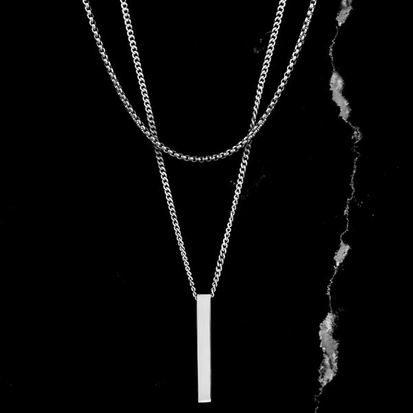 Best Silver Bar and Box Chain Necklace Set for Men