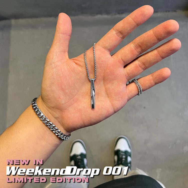 Silver Twisted Bar Pendant Necklace - WknDrop 001