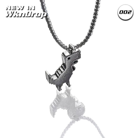 Vintage Dinosaur Silver Necklace - WknDrop 002