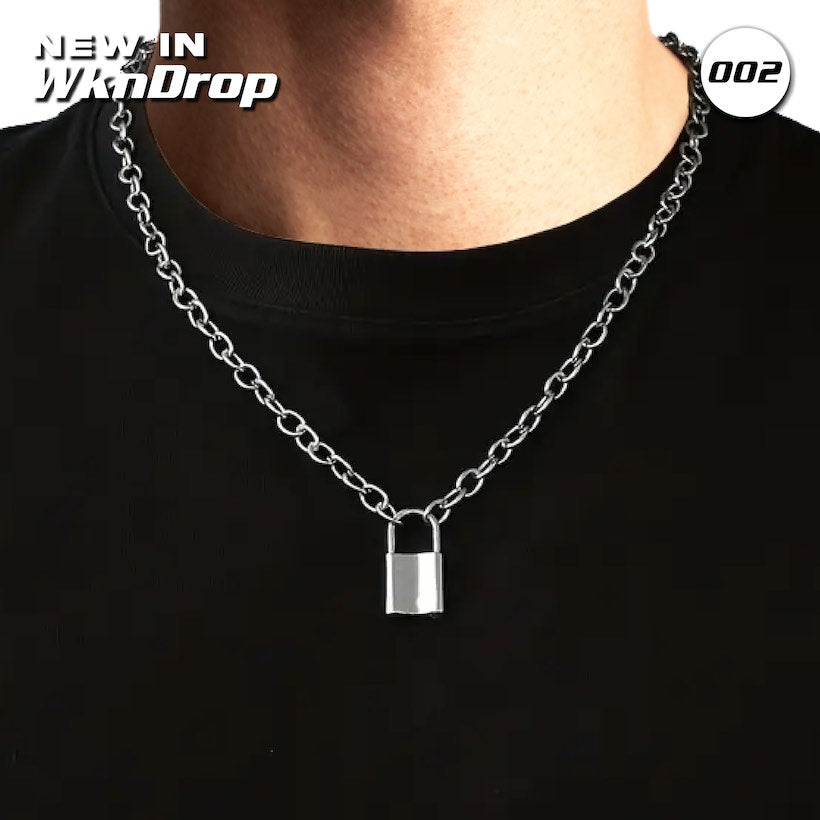 Silver Lock & Chain Necklace - WknDrop 002