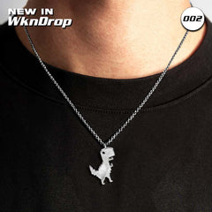 Vintage Dinosaur Silver Necklace - WknDrop 002