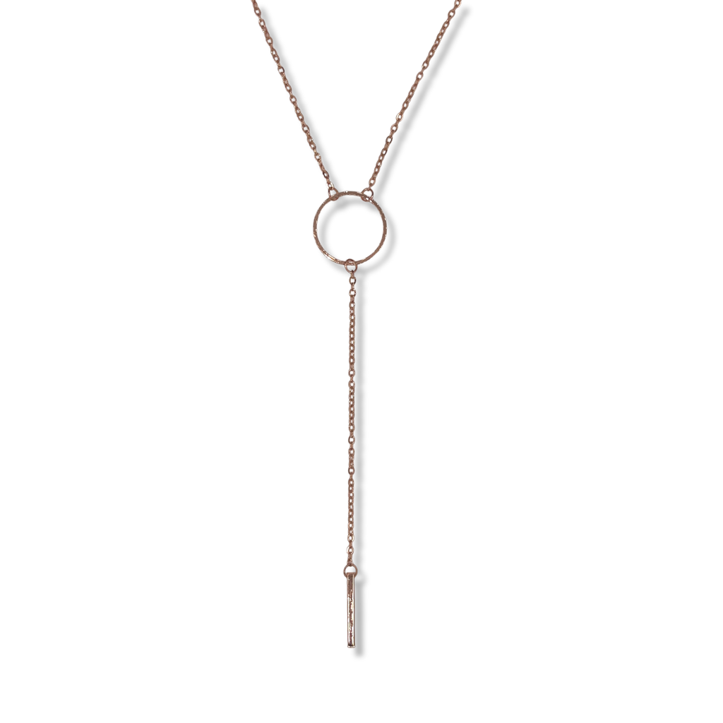 Bar & Circle Necklace - Rose Gold