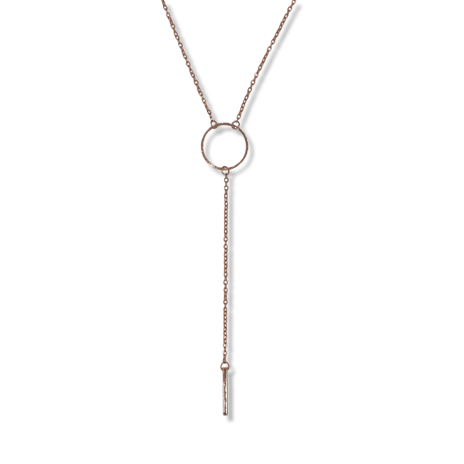 Bar & Circle Necklace - Rose Gold