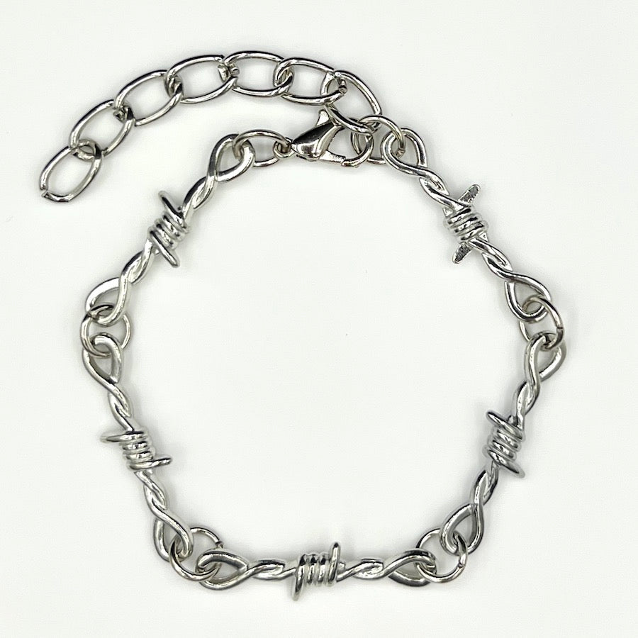 Silver Barbed Wire Chain Bracelet