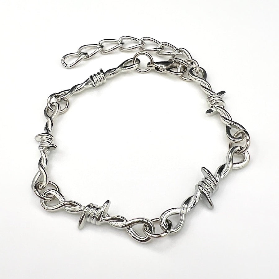 Silver Barbed Wire Chain Bracelet