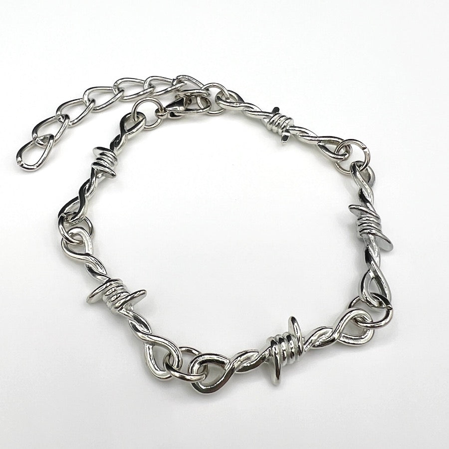 Silver Barbed Wire Chain Bracelet