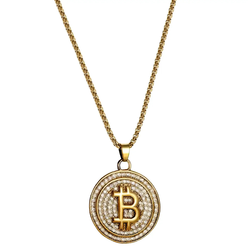 Bitcoin Necklace - 24KT Gold