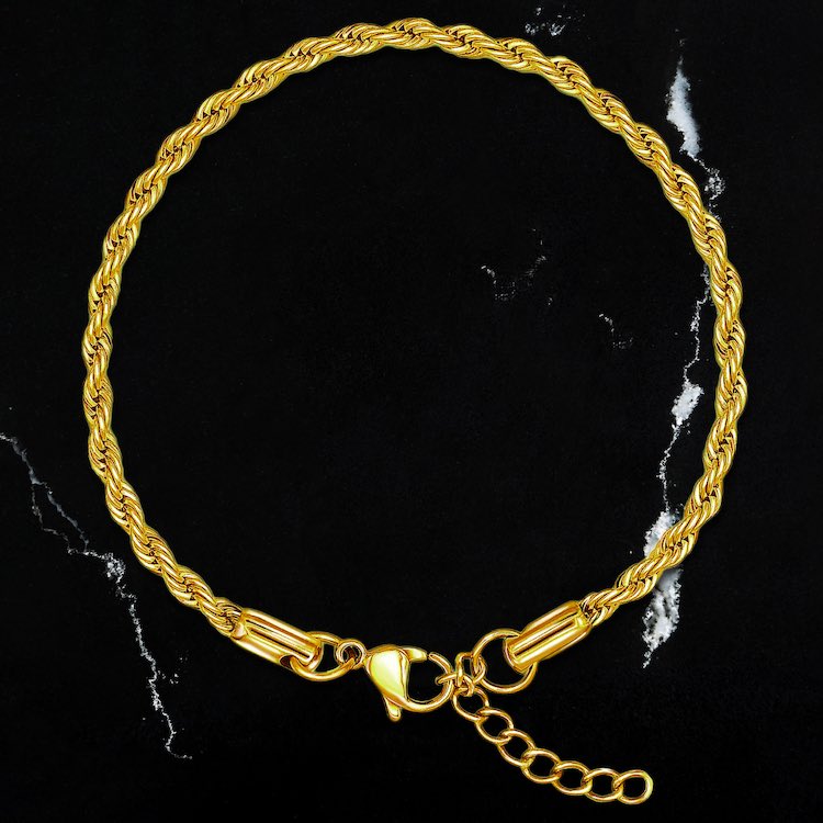 24kt Gold Rope Chain Bracelet