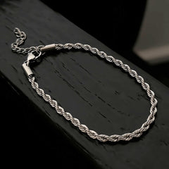 Minimal Silver Rope Chain Bracelet