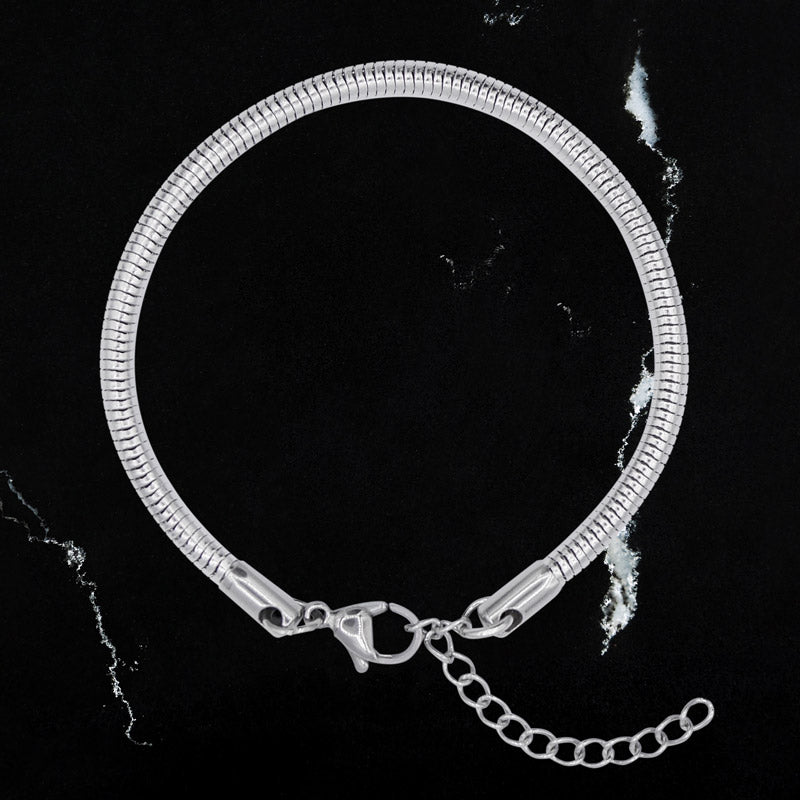 Round snake chain bracelet in silver. Rose gold and black, best men's bracelet.