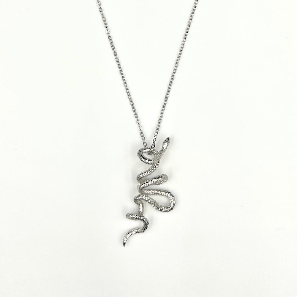 Silver Snake Pendant Necklace