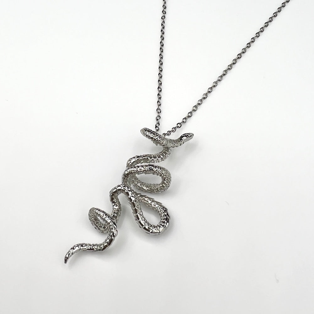 Silver Snake Pendant Necklace