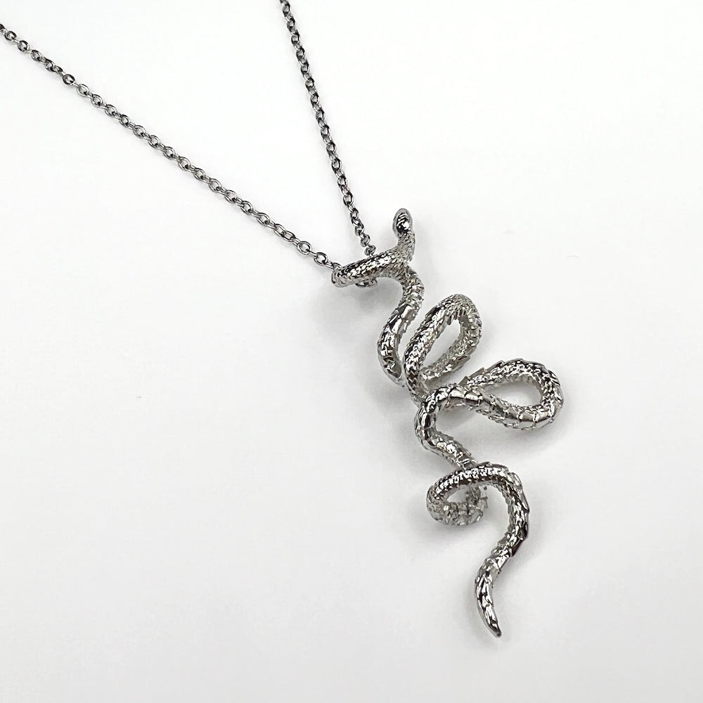 Silver Snake Pendant Necklace