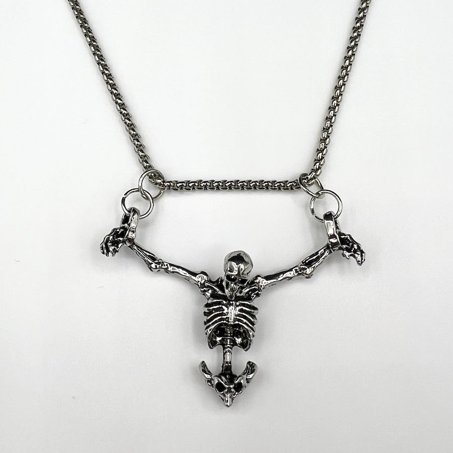 Silver Skeleton Pendant Necklace