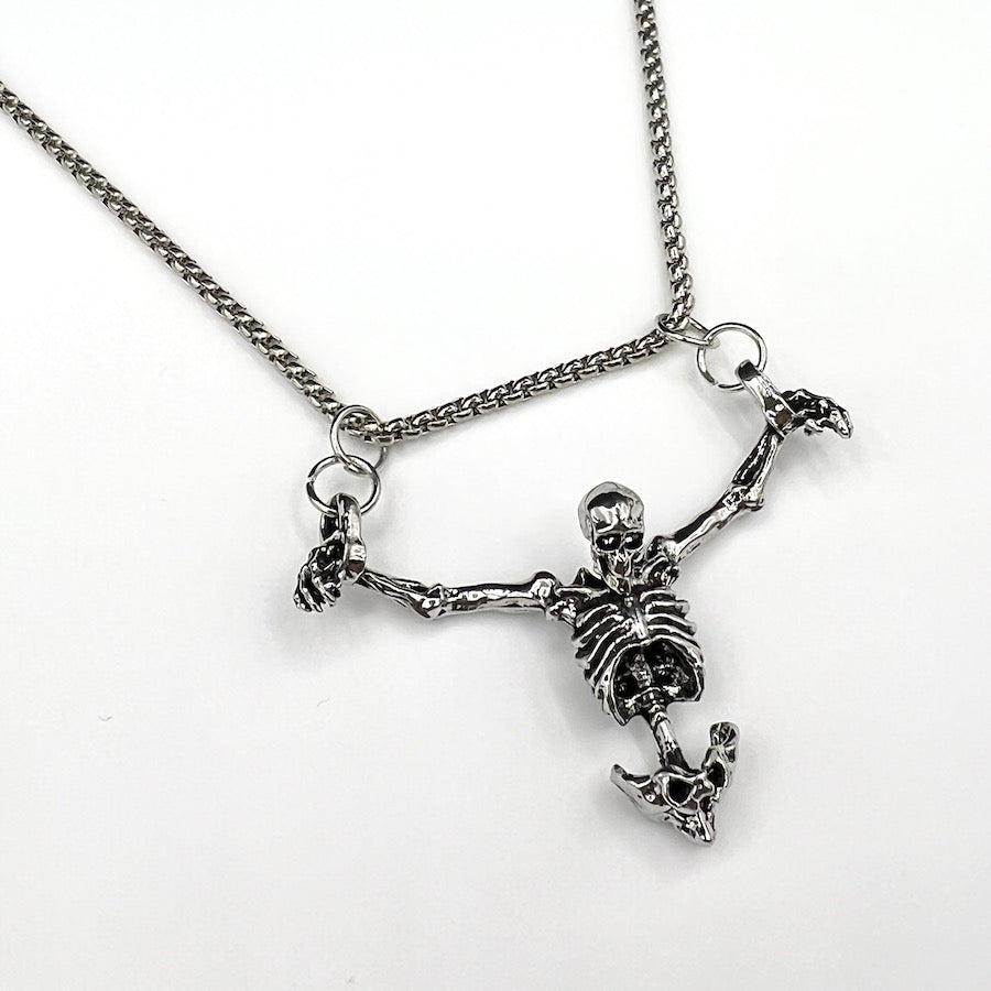 Silver Skeleton Pendant Necklace