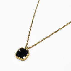 Our Square Pendant Necklace in Gold & Black has been crafted with our premium square pendant and signature rolo chain.