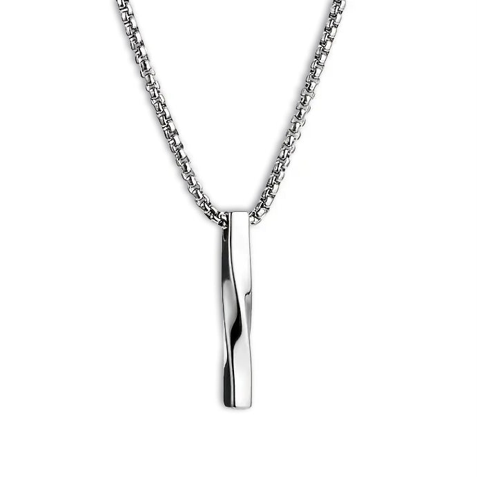 Our Twisted Bar Pendant Necklace has been crafted with our premium twisted bar pendant and signature box chain.