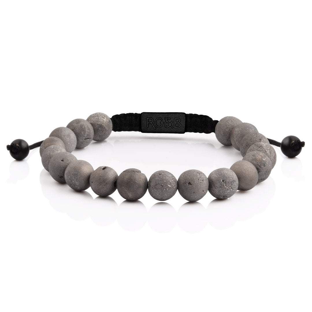 Smile Agate Bead Bracelet - Our Smile Agate Bead Bracelet Features Natural Stones, Waxed Cord and Brushed Black Steel Hardware. A Beautiful Addition to any Collection.