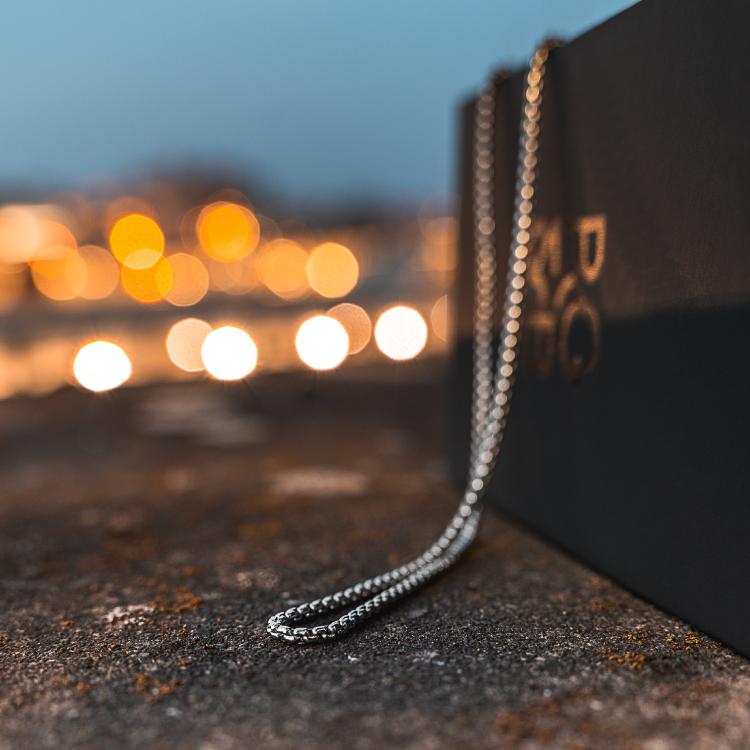 Minimal Gold Box Chain Necklace – RoseGold & Black Pty Ltd