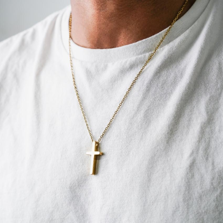 Cross Pendant Necklace 24KT Gold