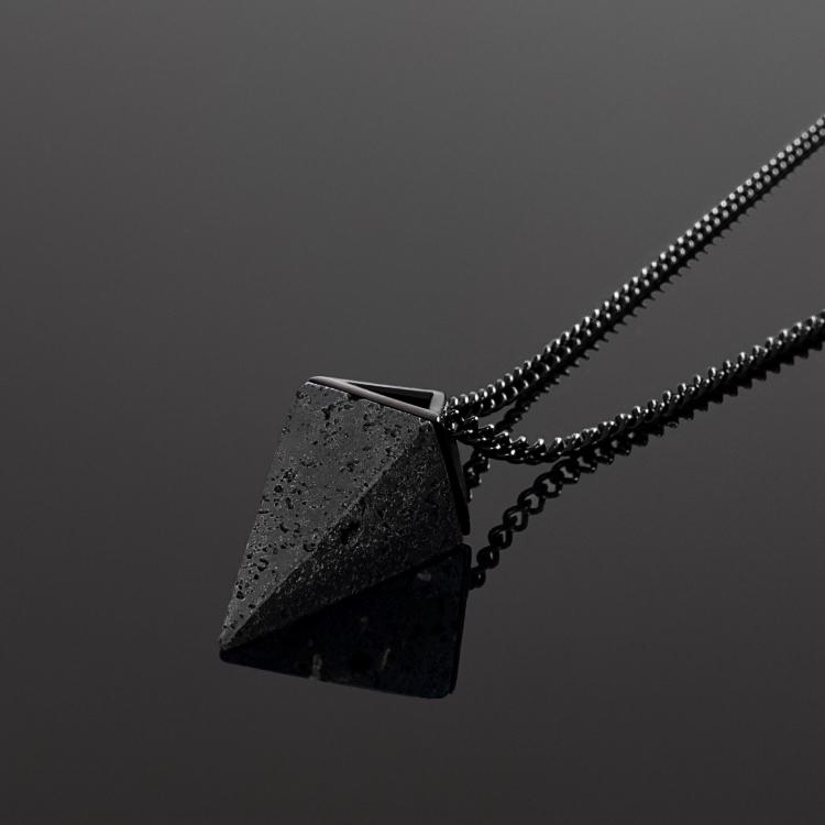 This Lava Stone Necklace has been Crafted Using a Lava Stone Pendant featuring a Polished Black Finish and Black Chain.