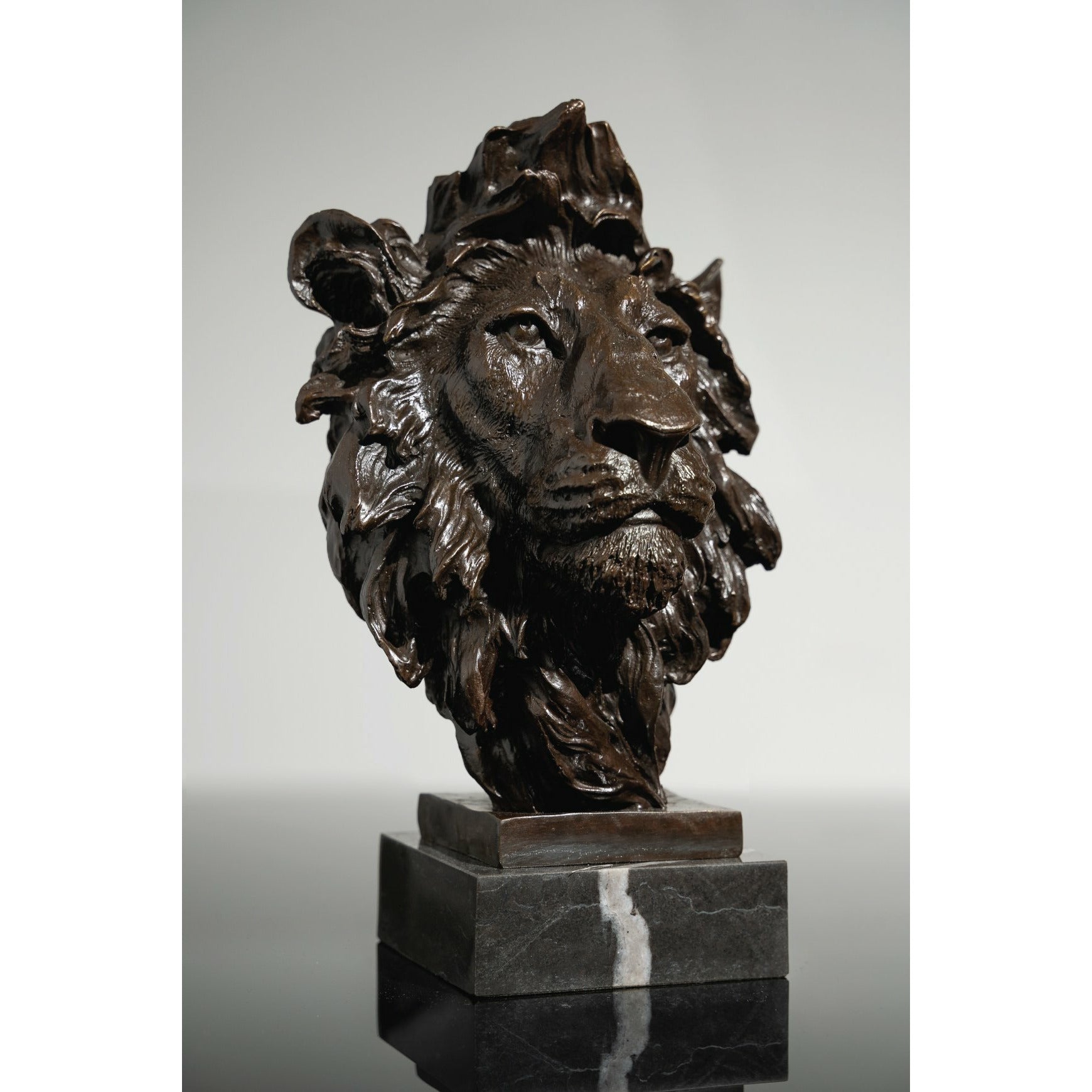 Bronze & Marble Lion Head Sculpture - Our Bronze & Marble Lion Head Sculpture is the perfect addition to any space.