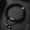 Premium Matte Black Bracelet - Our Premium Matte Black Bead Bracelet Features Natural Stones, Waxed Cord and Polished Rose Gold Steel Hardware. A Beautiful Addition to any Collection.