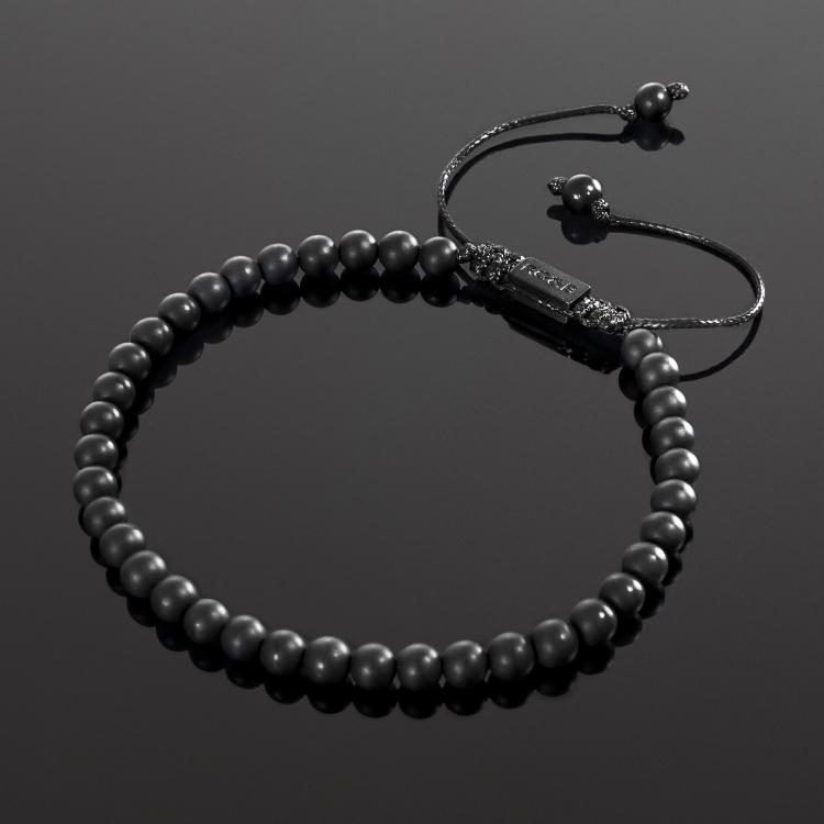 Our Matte Agate Bead Bracelet Features Natural Stones, Waxed Cord and Brushed Black Steel Hardware. A Beautiful Addition to any Collection.