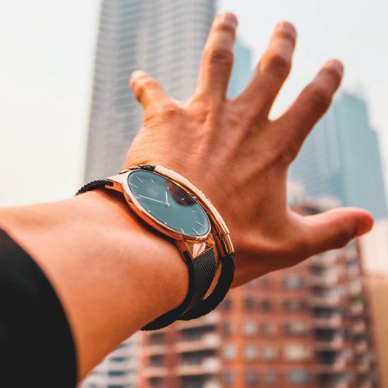 Minimal Rose Gold & Black Watch - Our Minimal Rose Gold & Black Watch features a Polished Rose Gold Case, Black Dial & Strap, Rose Gold Hands and Hour Markers Along with our Signature Logo.