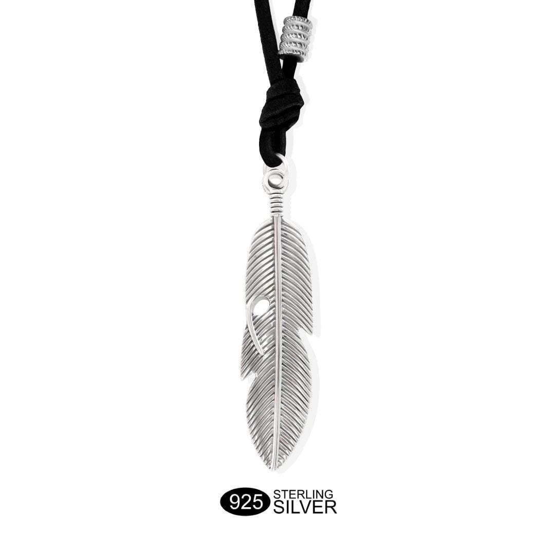 Adjustable Feather Necklace - Solid 925 Sterling Silver