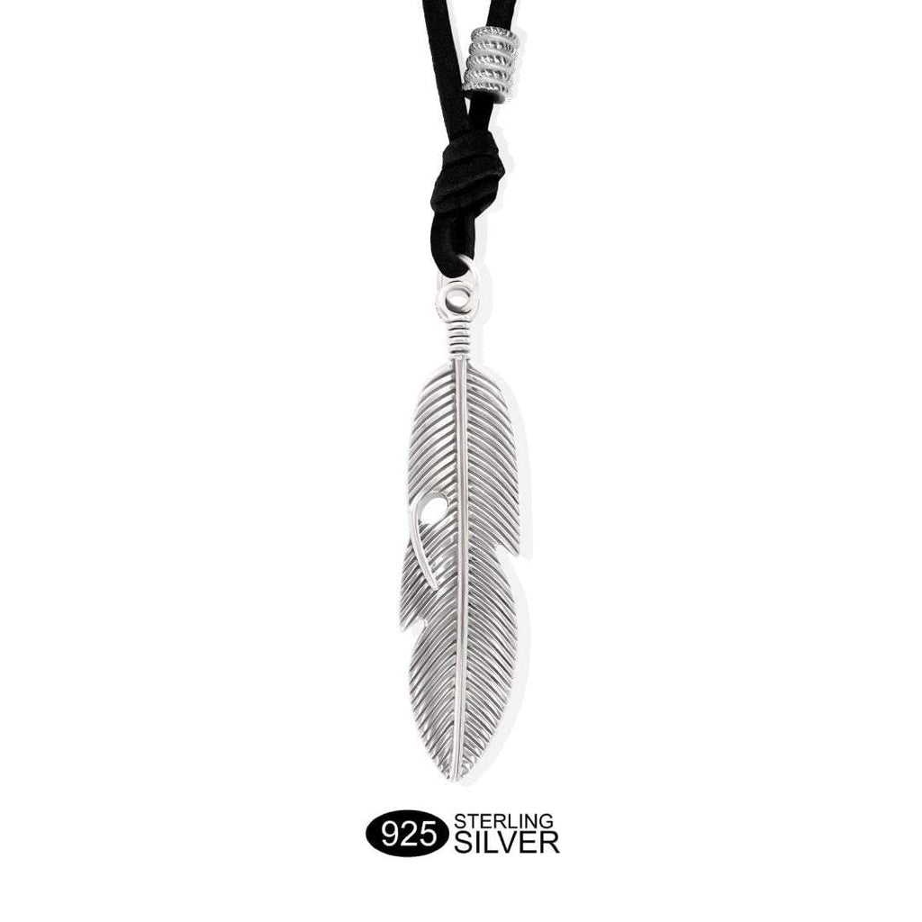 Adjustable Feather Necklace - Solid 925 Sterling Silver