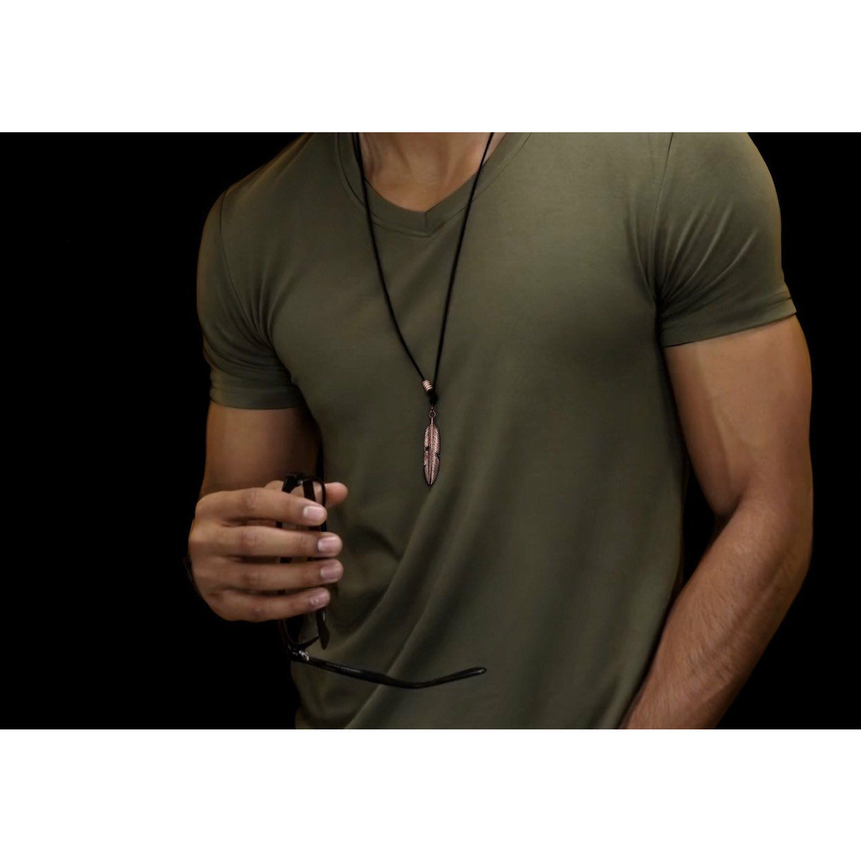 Our Men’s Feather Necklace in Rose Gold has been Crafted with our Signature Feather Pendant and an Adjustable Leather Necklace.