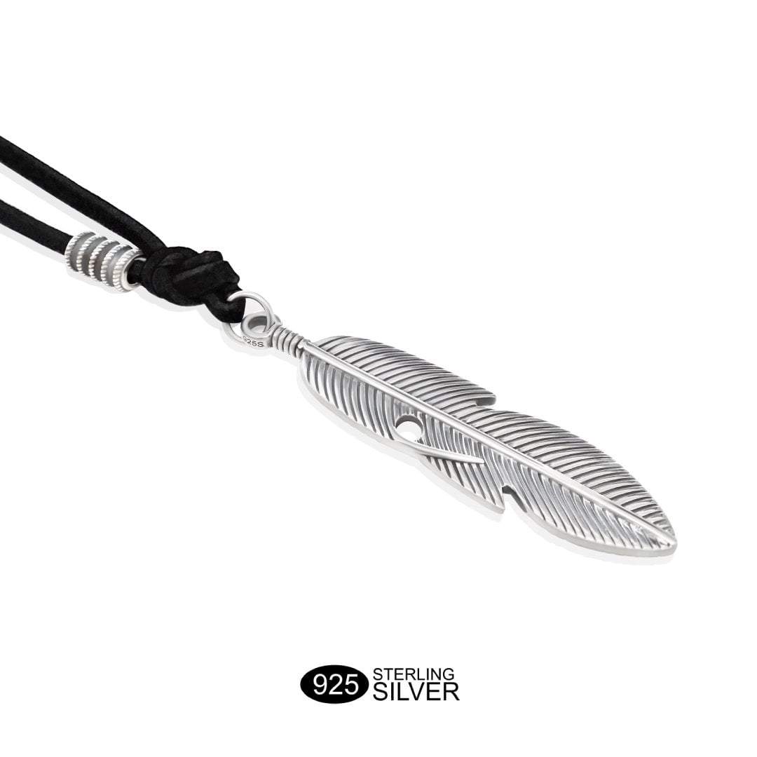 Adjustable Feather Necklace - Solid 925 Sterling Silver