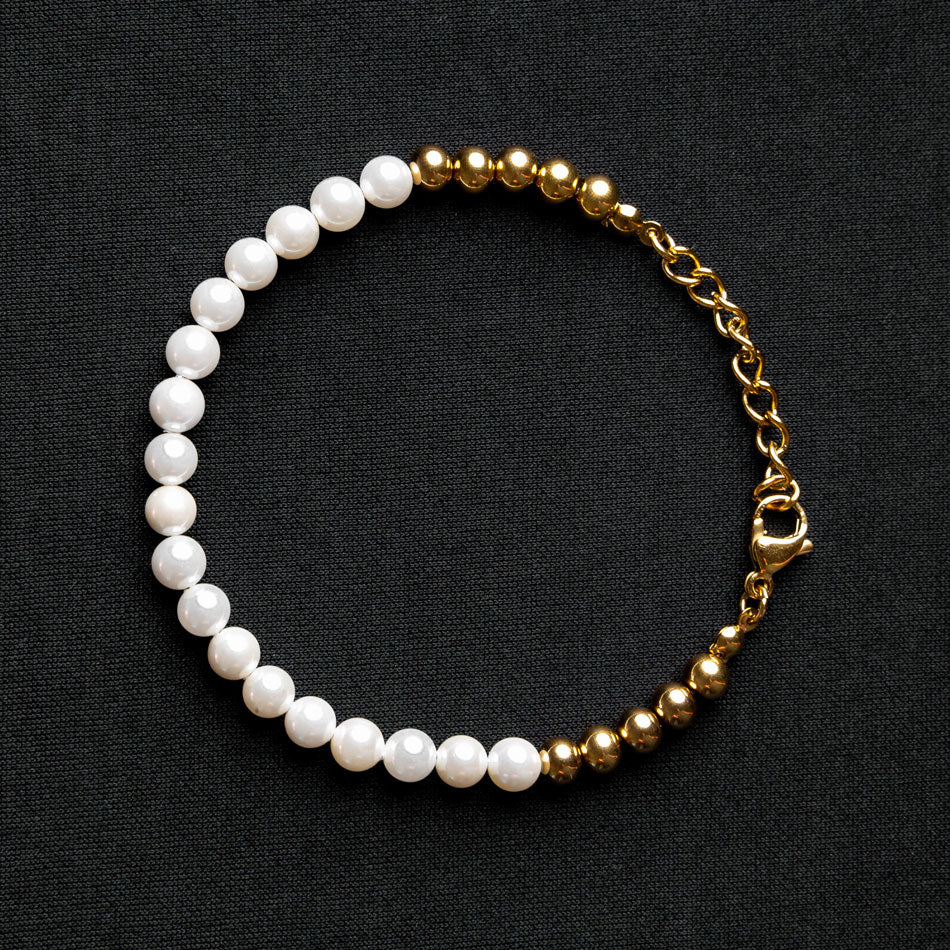 Buy White Handcrafted Pearl Beaded Bracelet  KJKM048KAJL1  The loom