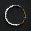 Our Pearl & 24KT Gold Plated Bead Bracelet has been crafted using both polished white pearls and gold beads.