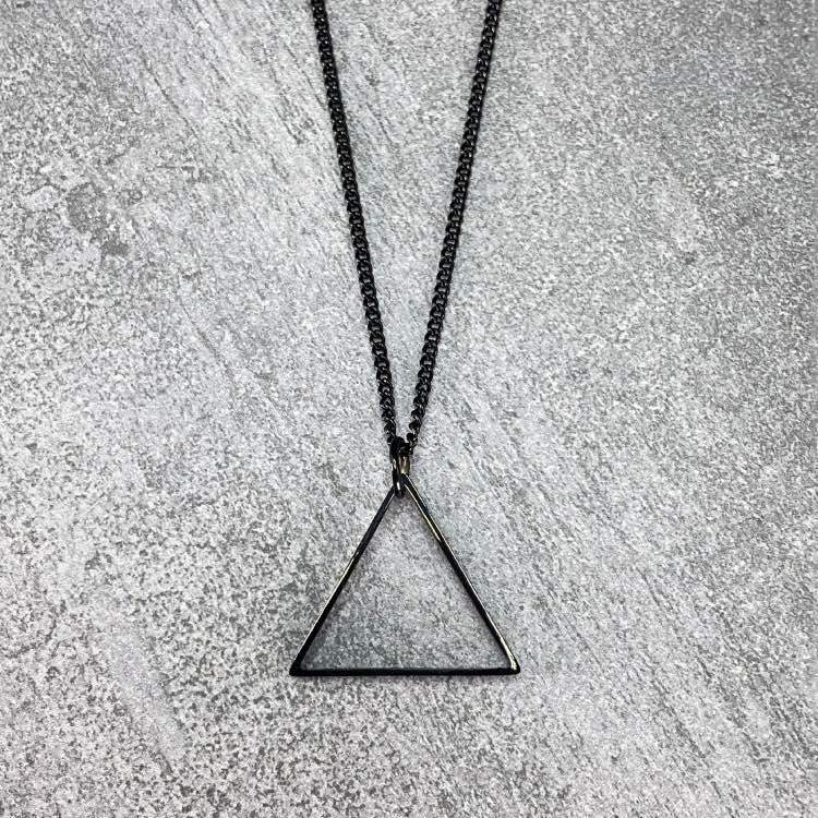 Black Triangle Necklace - Our Black Triangle Necklace features our Signature Triangle Pendant and Cuban Link Chain. The Perfect piece for any wardrobe.