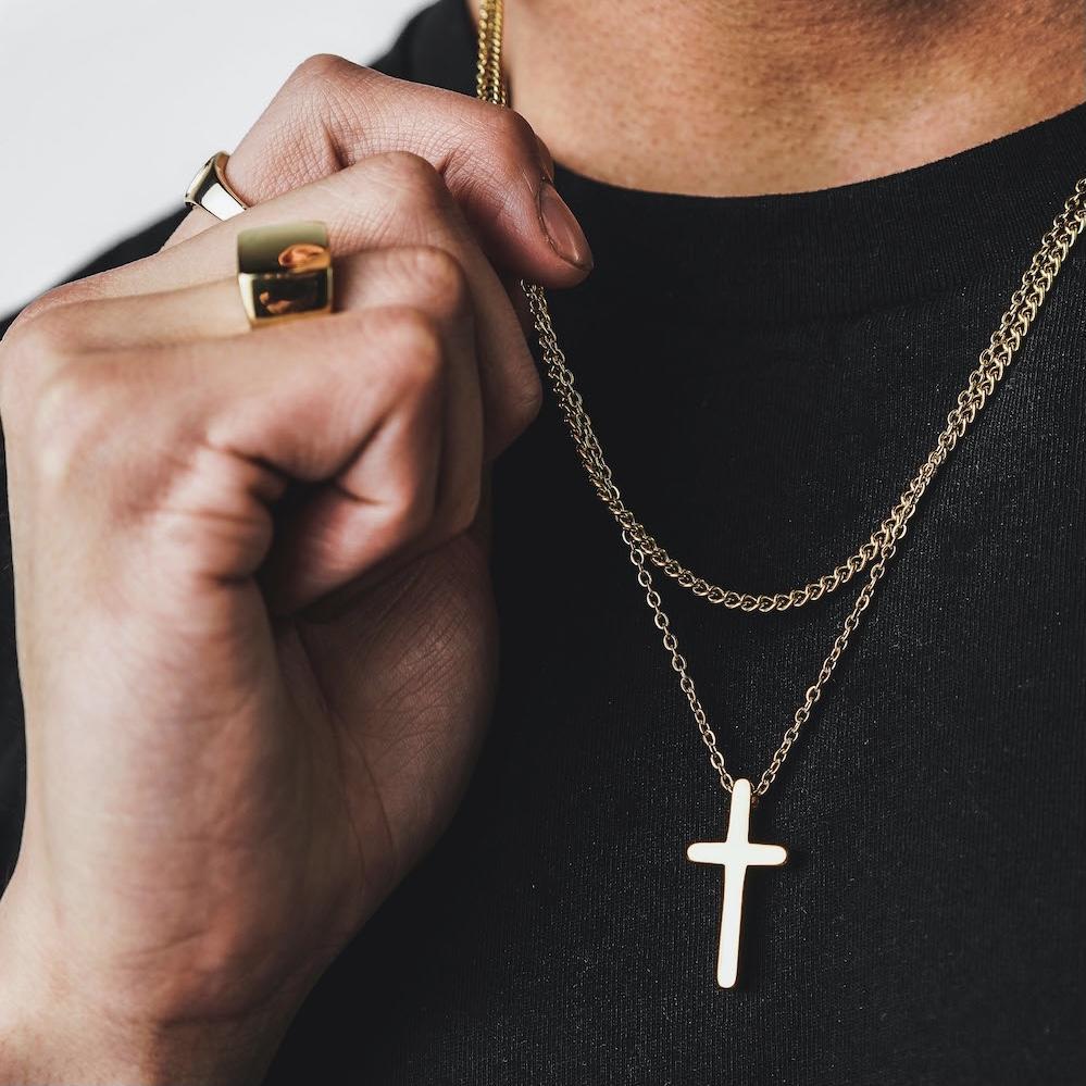 Our Gold Cross Pendant Necklace Features Our Signature Cross Pendant & Gold Link Chain.