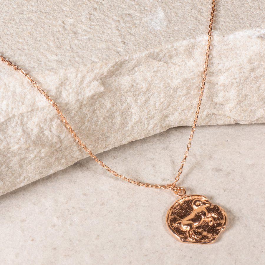 Aries Star Sign Necklace - Fine chain necklace featuring a delicate star sign pendant. Birth date March 21 - April 19 is for Aries. Available in Silver, Gold, and Rose Gold.