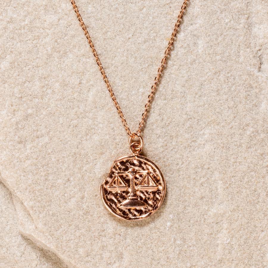 Libra Star Sign Necklace - Fine chain necklace featuring a delicate star sign pendant. Birth date September 23 - October 22 is for Libra. Available in Silver, Gold, and Rose Gold.