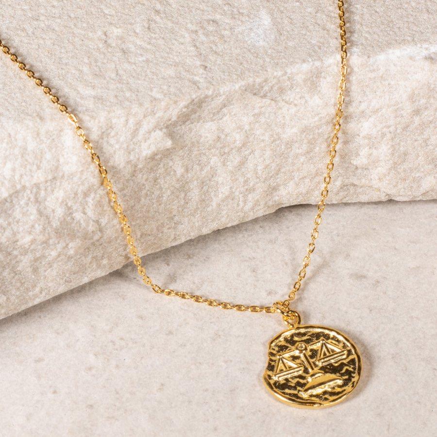 Libra Star Sign Necklace - Fine chain necklace featuring a delicate star sign pendant. Birth date September 23 - October 22 is for Libra. Available in Silver, Gold, and Rose Gold.