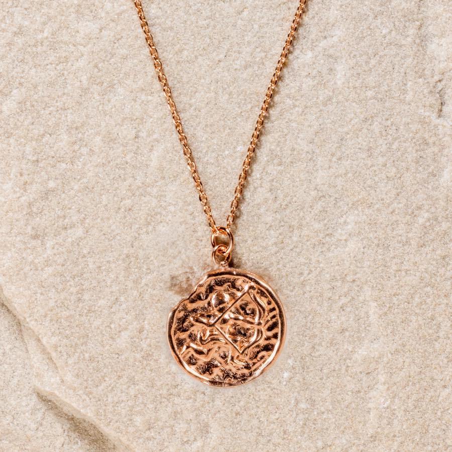 Sagittarius Star Sign Necklace - Fine chain necklace featuring a delicate star sign pendant. Birth date November 22 - December 21 is for Sagittarius. Available in Silver, Gold, and Rose Gold.