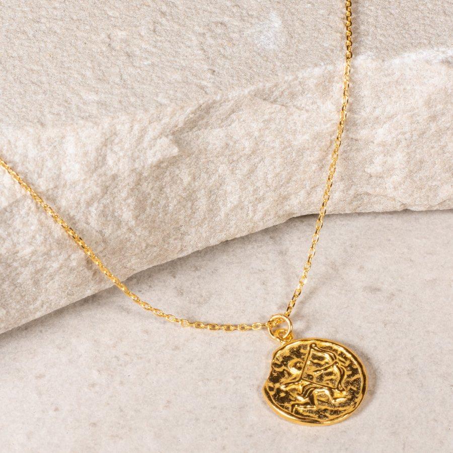 Sagittarius Star Sign Necklace - Fine chain necklace featuring a delicate star sign pendant. Birth date November 22 - December 21 is for Sagittarius. Available in Silver, Gold, and Rose Gold.