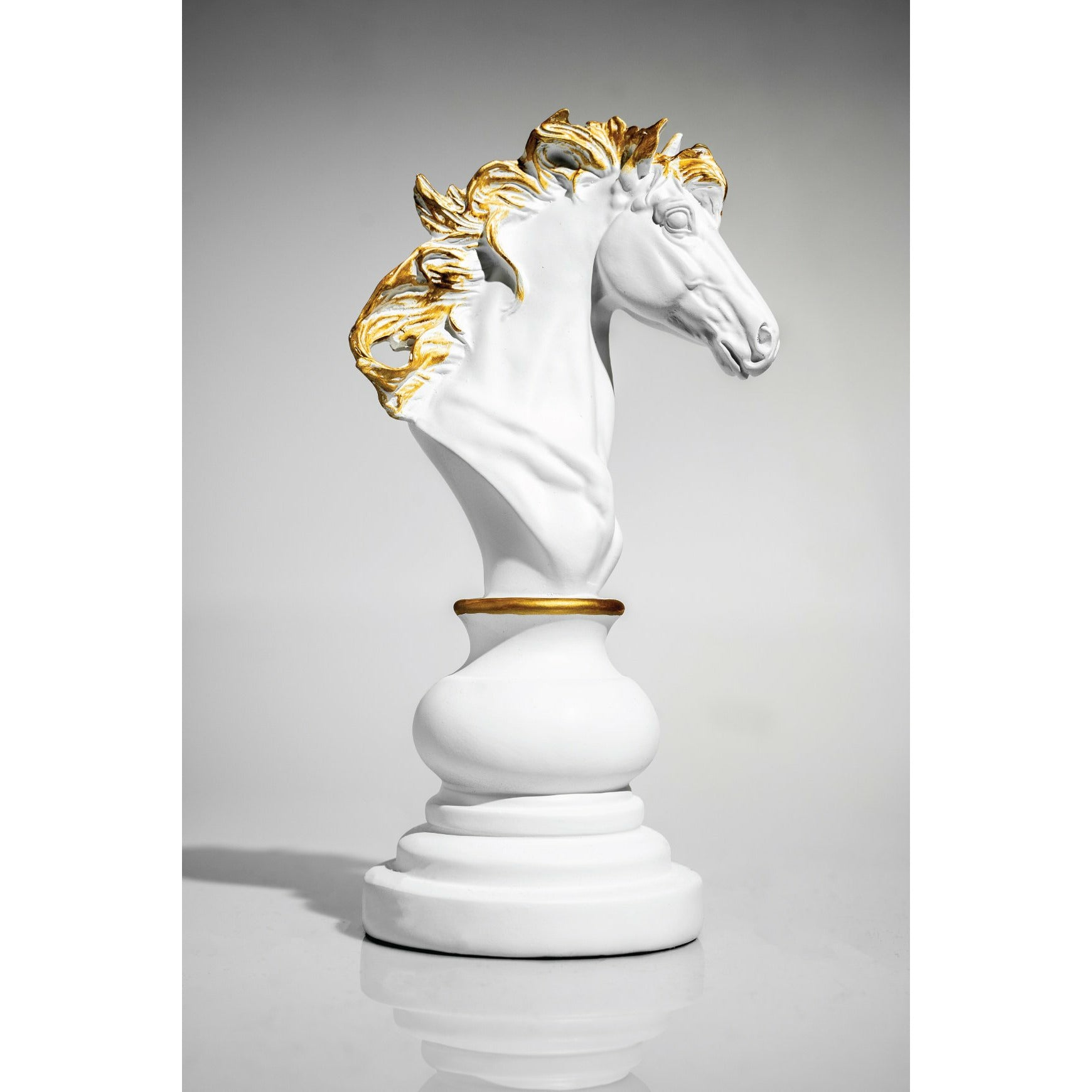 White & Gold Horse Chess Piece - Our White & Gold Chess Pieces are the perfect addition to any space. Made-to-order pieces are also available.