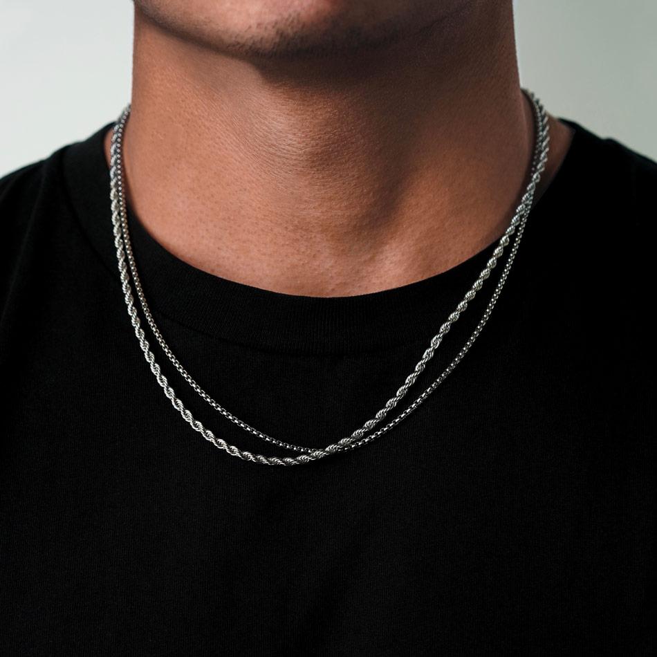 Rope & Box Chain Necklace in Silver – RoseGold & Black Pty Ltd